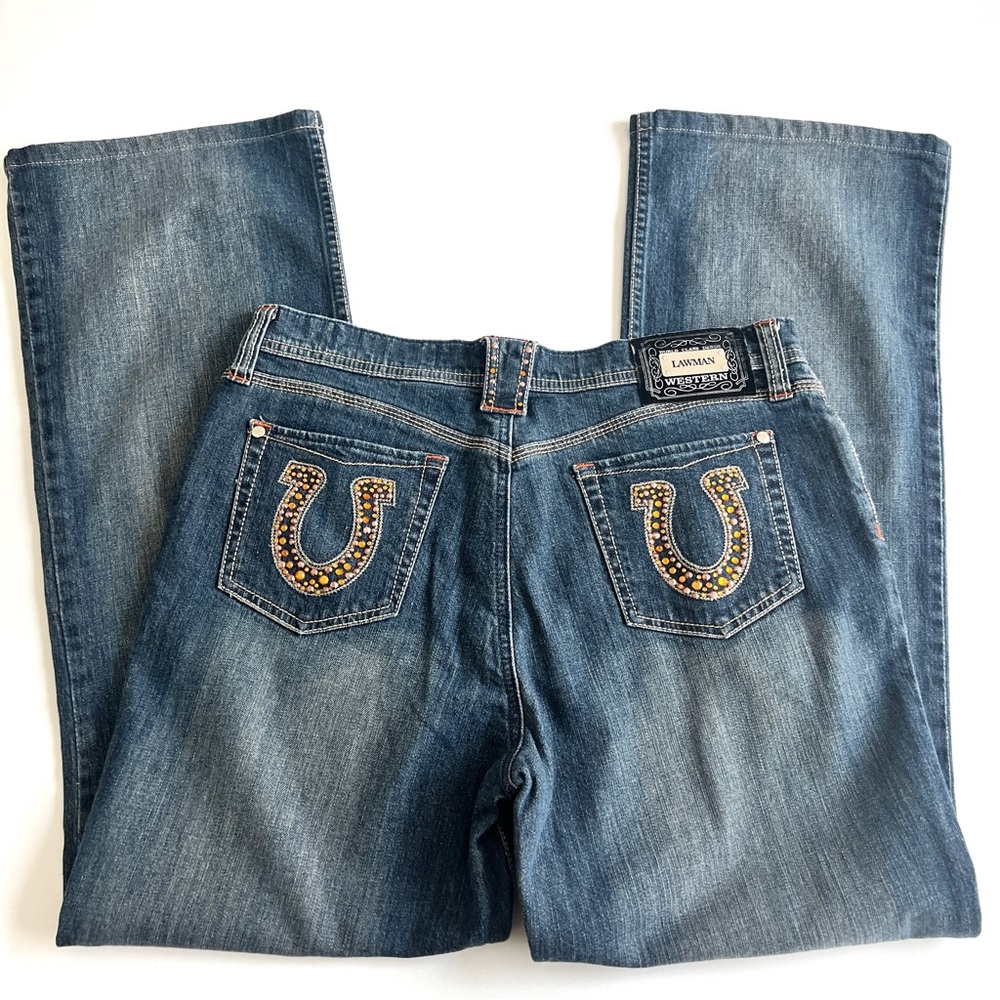 Vintage Lawman Western Rhinestone Horseshoe Jeans
